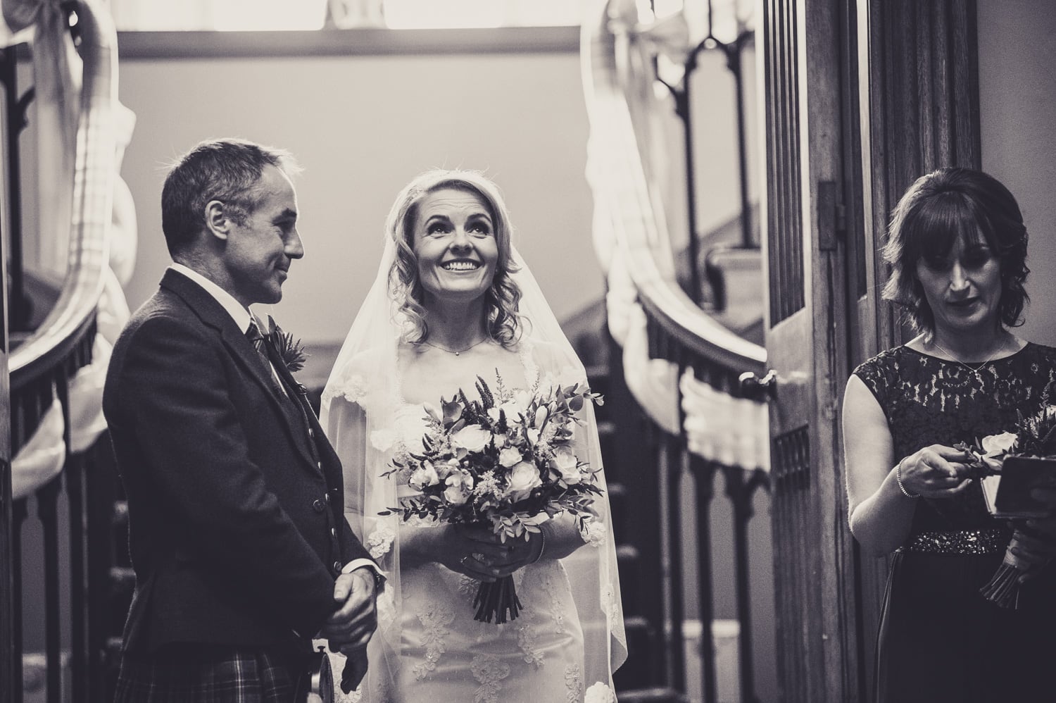Bride and Groom during wedding service at Blairquhan Castle by Ayrshire photographer Richard Campbell
