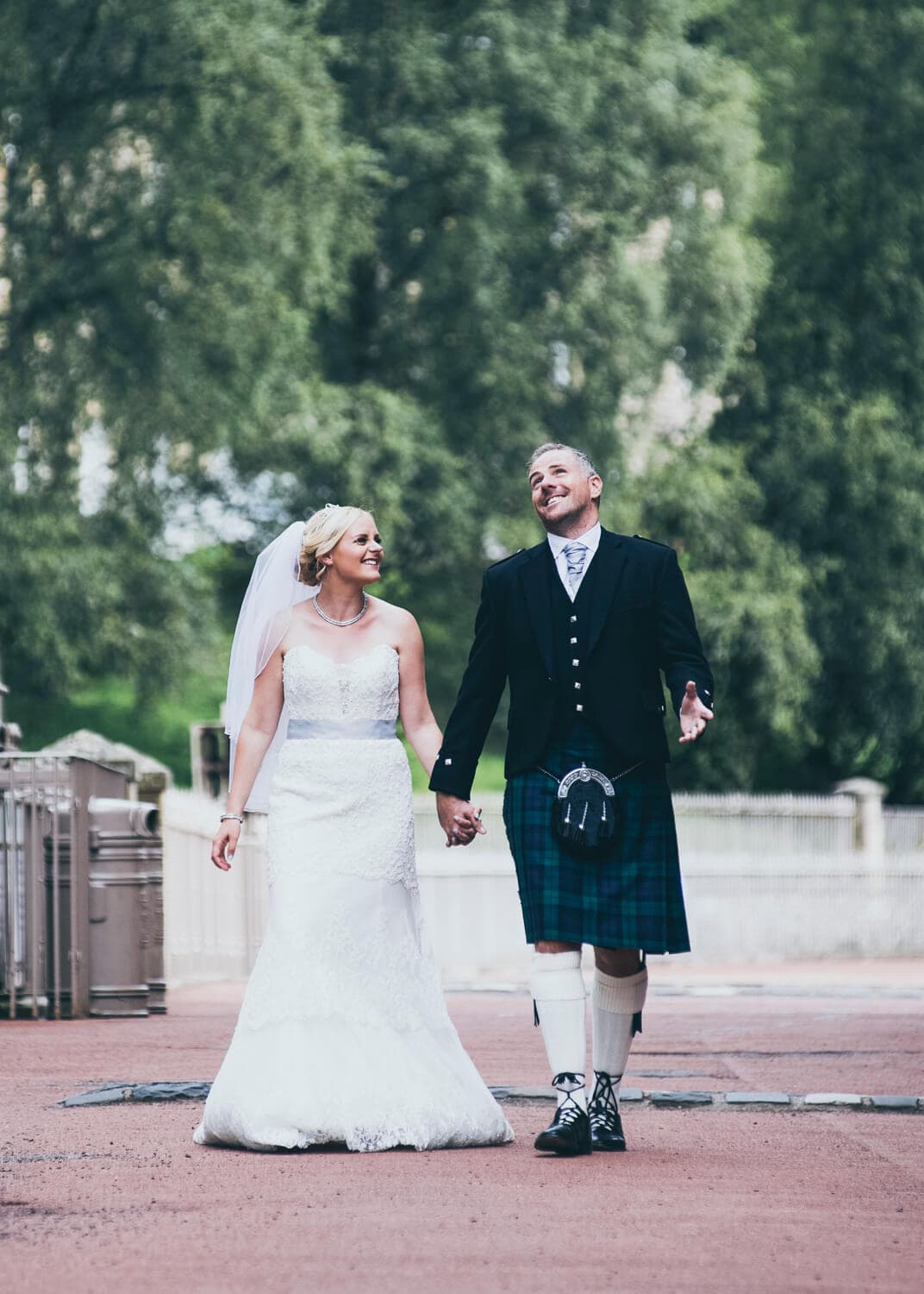 Natural wedding photo of bride and groom