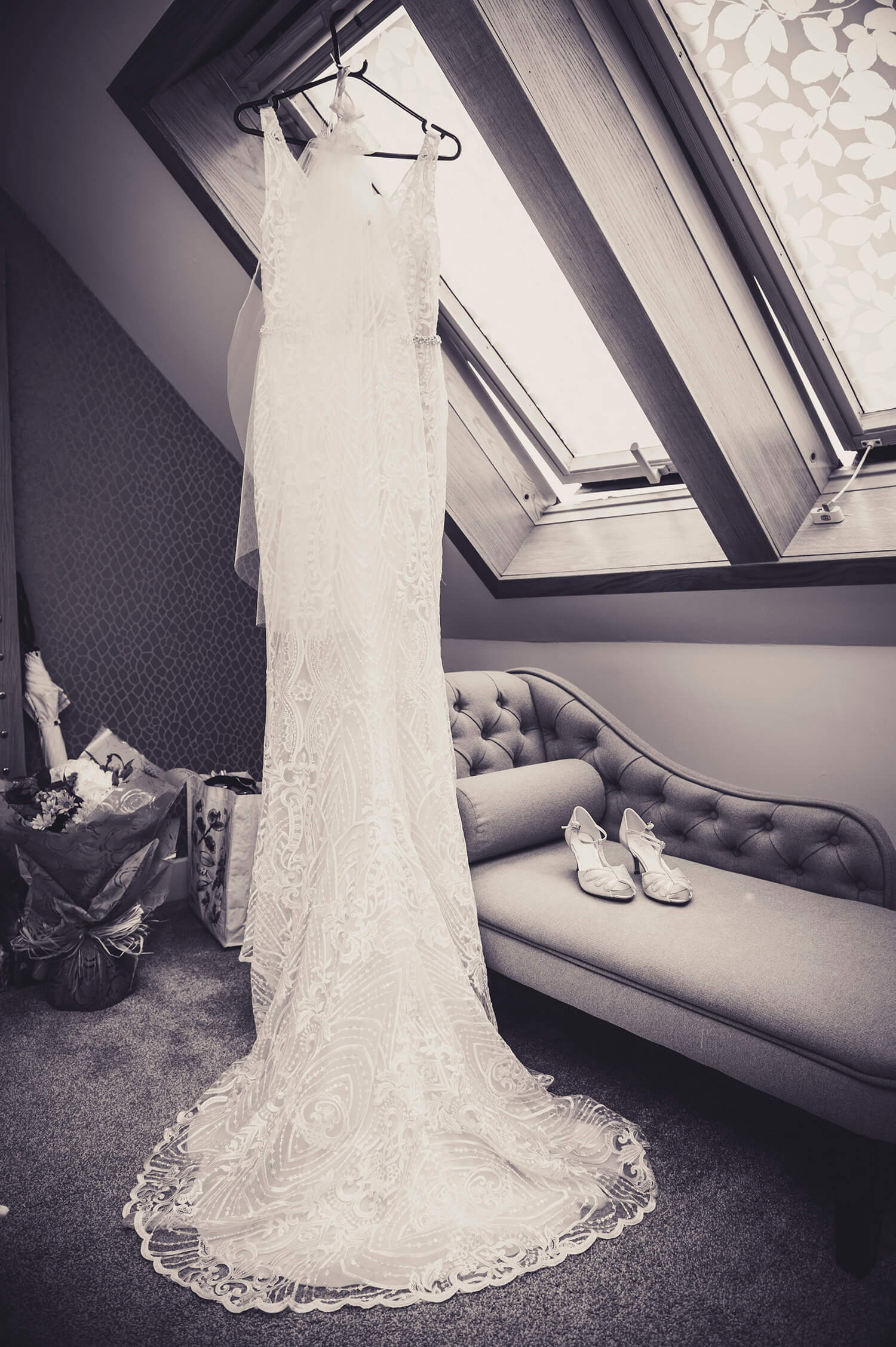 Wedding dress by Ayrshire wedding photographer Richard Campbell