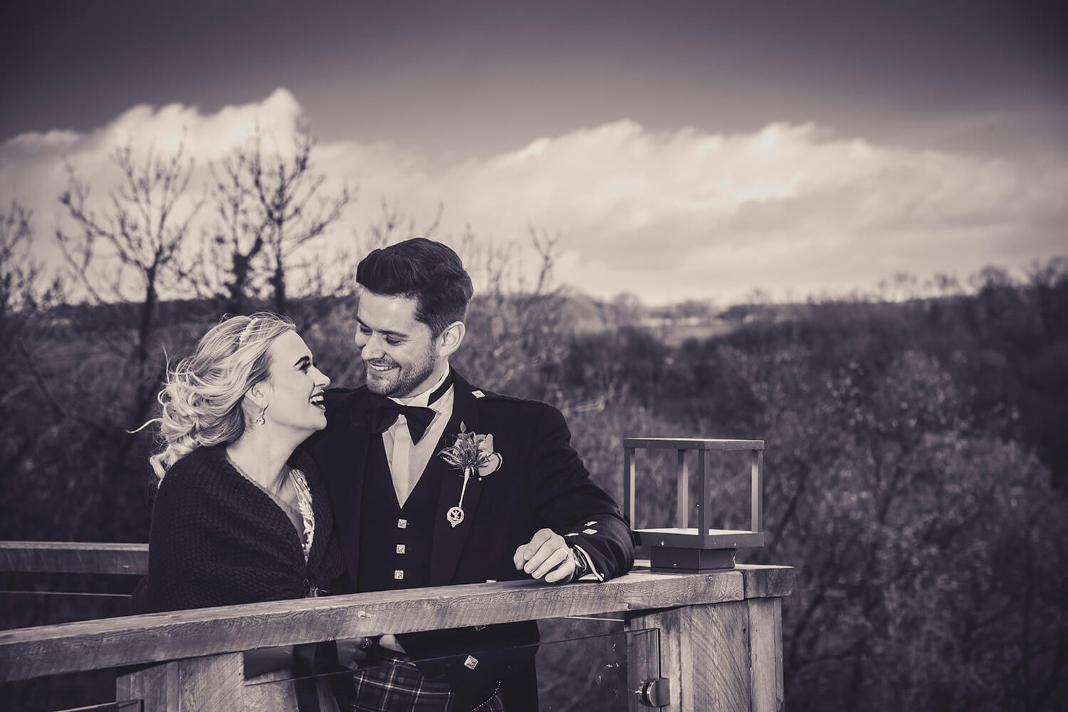 Portrait of bride and groom by natural Ayrshire Wedding Photographer Richard Campbell